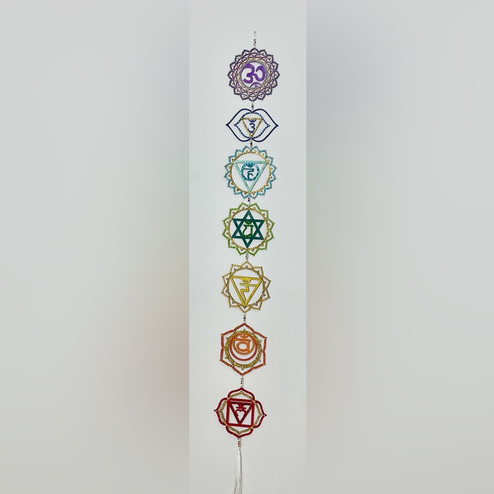 Macrame 7 Chakra Wall Ornament Meditation evil eyes